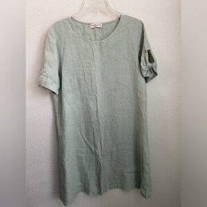 Terzo Millennio 100% Linen Sage Green Dress Women’s Size Large, Made In Italy